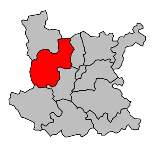 Kanton na mapě arrondissementu Roanne