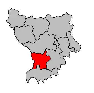 Kanton na mapě arrondissementu Montbrison