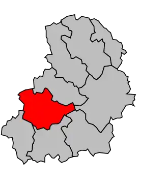 Kanton na mapě arrondissementu Gourdon