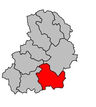 Kanton na mapě arrondissementu Gourdon