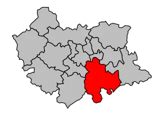 Kanton na mapě arrondissementu Cahors