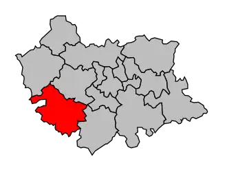 Kanton na mapě arrondissementu Cahors