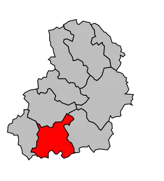 Kanton na mapě arrondissementu Gourdon