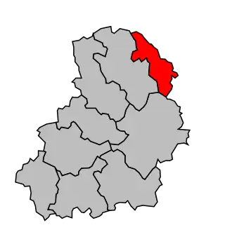 Kanton na mapě arrondissementu Gourdon