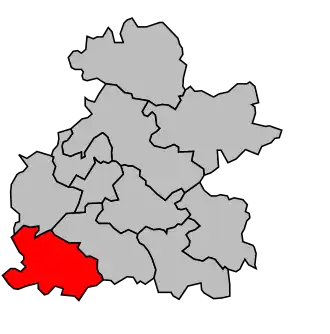 Kanton na mapě arrondissementu Marmande