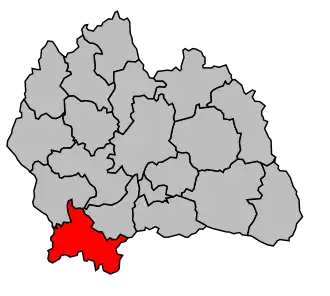 Kanton na mapě arrondissementu Mende