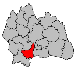 Kanton na mapě arrondissementu Mende