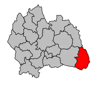 Kanton na mapě arrondissementu Mende