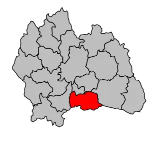 Kanton na mapě arrondissementu Mende