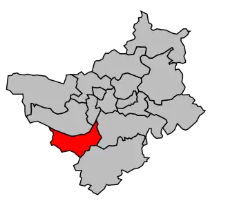 Kanton na mapě arrondissementu Angers