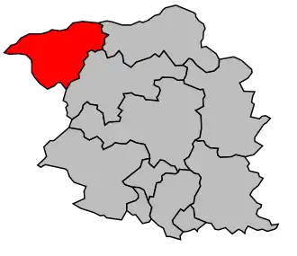 Kanton na mapě arrondissementu Cholet