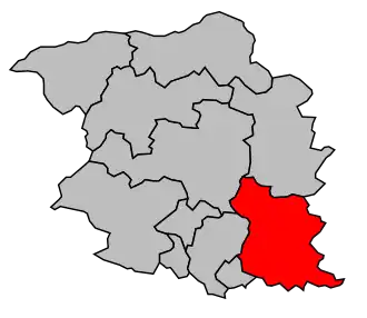 Kanton na mapě arrondissementu Cholet