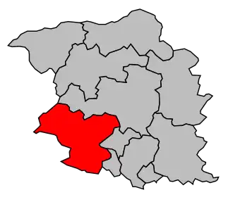 Kanton na mapě arrondissementu Cholet