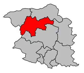 Kanton na mapě arrondissementu Cholet