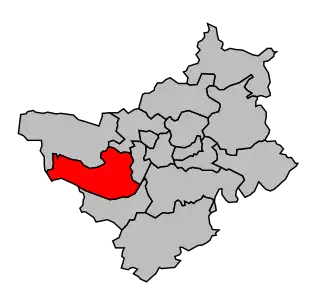 Kanton na mapě arrondissementu Angers