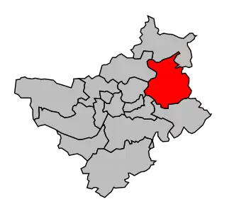 Kanton na mapě arrondissementu Angers