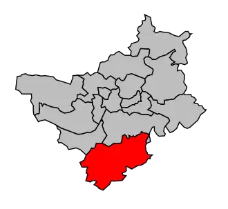 Kanton na mapě arrondissementu Angers