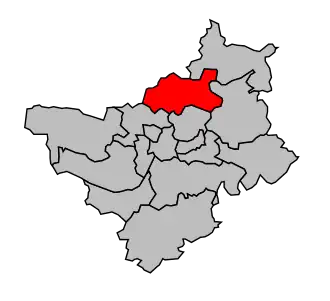 Kanton na mapě arrondissementu Angers