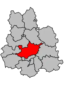 Kanton na mapě arrondissementu Verdun