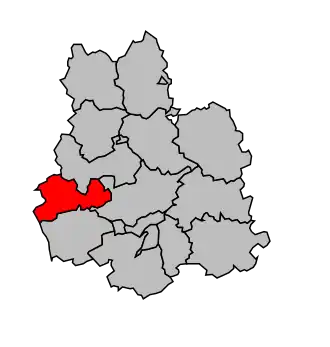 Kanton na mapě arrondissementu Verdun