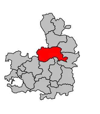 Kanton na mapě arrondissementu Vannes