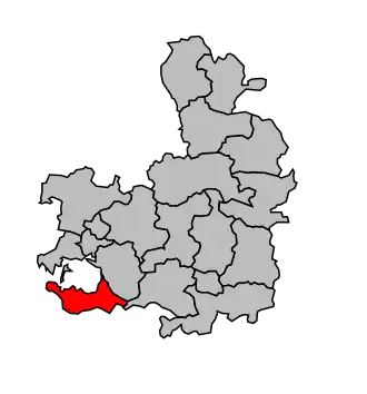 Kanton na mapě arrondissementu Vannes