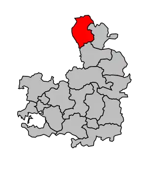 Kanton na mapě arrondissementu Vannes