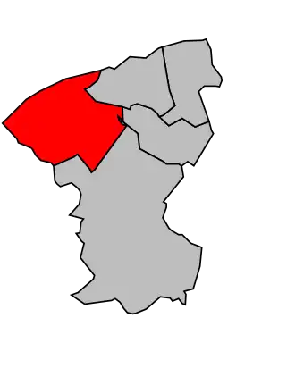 Kanton na mapě arrondissementu Calais