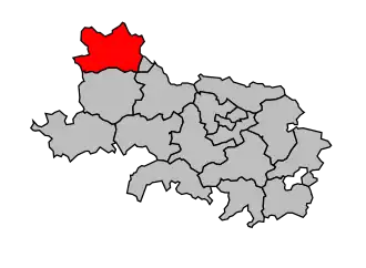 Kanton na mapě arrondissementu Arras