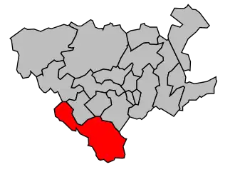 Kanton na mapě arrondissementu Béthune