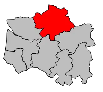 Kanton na mapě arrondissementu Montreuil