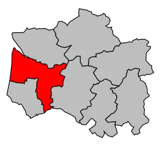 Kanton na mapě arrondissementu Montreuil