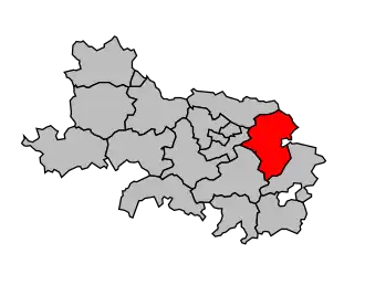 Kanton na mapě arrondissementu Arras