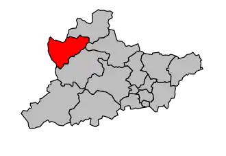 Kanton na mapě arrondissementu Riom