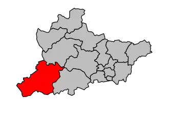 Kanton na mapě arrondissementu Riom