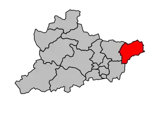 Kanton na mapě arrondissementu Riom