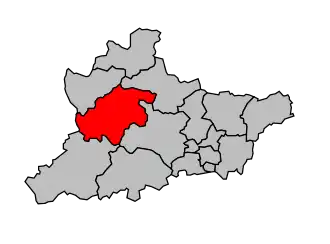 Kanton na mapě arrondissementu Riom