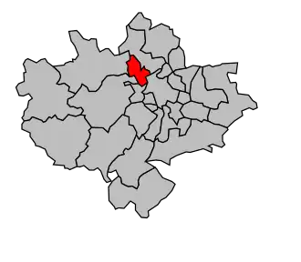 Kanton na mapě arrondissementu Lyon