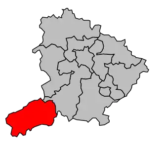 Kanton na mapě arrondissementu Autun