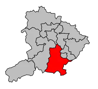 Kanton na mapě arrondissementu Autun