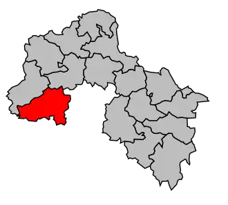 Kanton na mapě arrondissementu Mamers