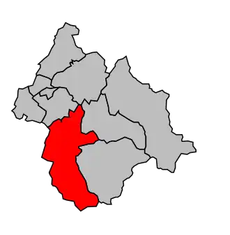 Kanton na mapě arrondissementu Albertville