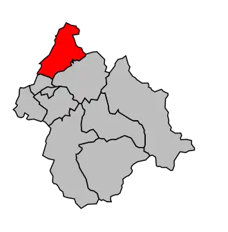 Kanton na mapě arrondissementu Albertville