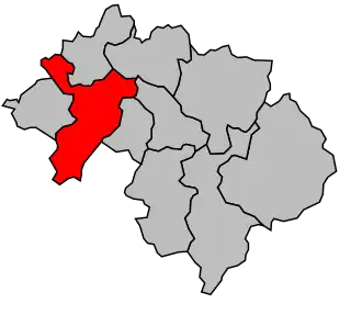 Kanton na mapě arrondissementu Bonneville