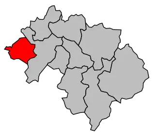 Kanton na mapě arrondissementu Bonneville