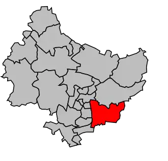 Kanton na mapě arrondissementu Rouen