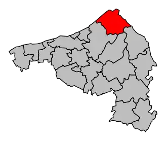 Kanton na mapě arrondissementu Dieppe