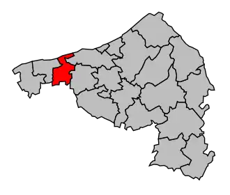 Kanton na mapě arrondissementu Dieppe