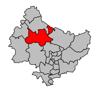 Kanton na mapě arrondissementu Rouen