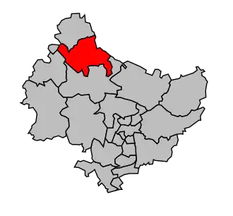 Kanton na mapě arrondissementu Rouen